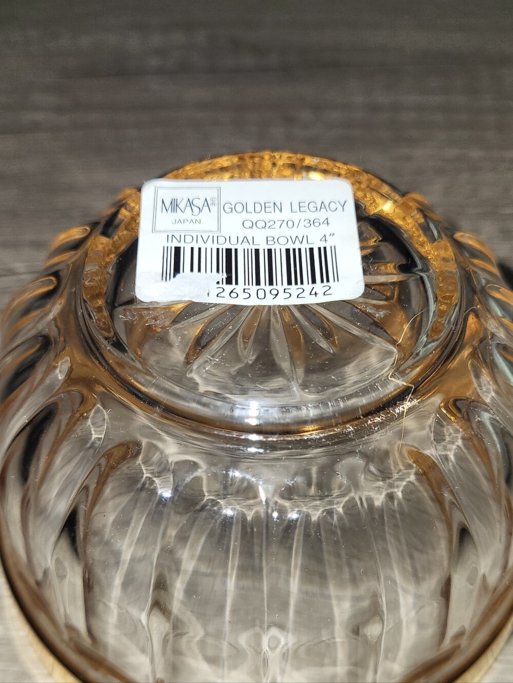 Mikasa Golden Legacy Crystal Glass Bowl with Amber Rim